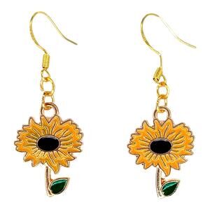 Sunflower dangle earrings — lightweight cute everyday jewelry